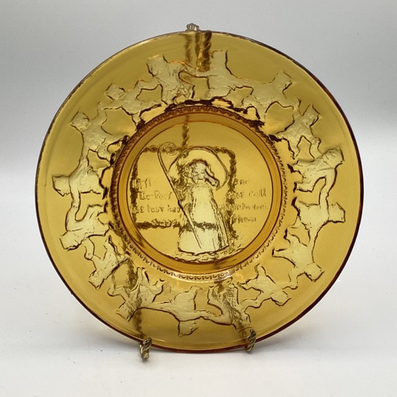 Three Indiana Glass Child’s Amber Plates Little Piggy,Bo Peep,Three Bears - Picture 2 of 9